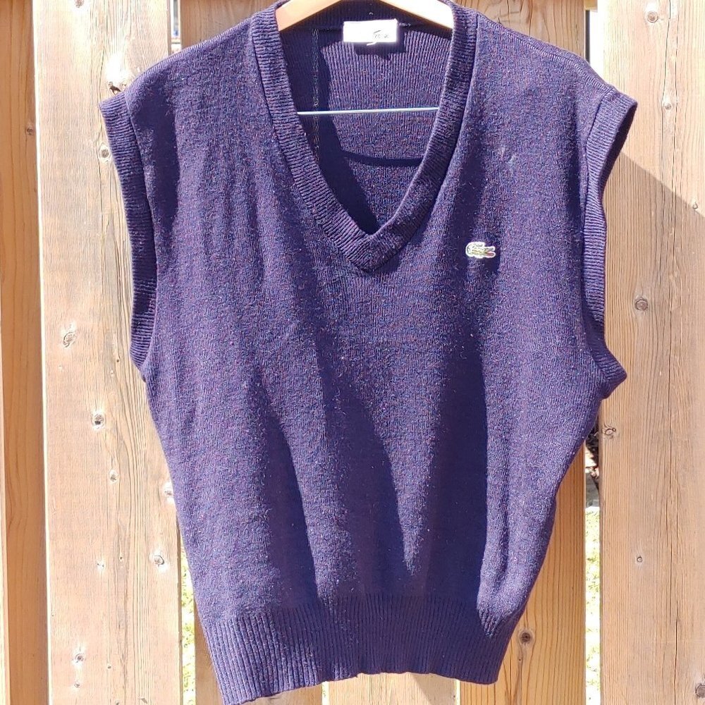 VINTAGE LACOSTE Sweater Vest Men's Size Large Rene Lacoste Crocodile